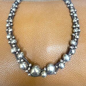 UNO de 50 Silver Beaded Leather Necklace
